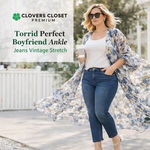 Torrid Perfect Boyfriend Ankle Jeans Vintage Stretch Dark Wash 14S